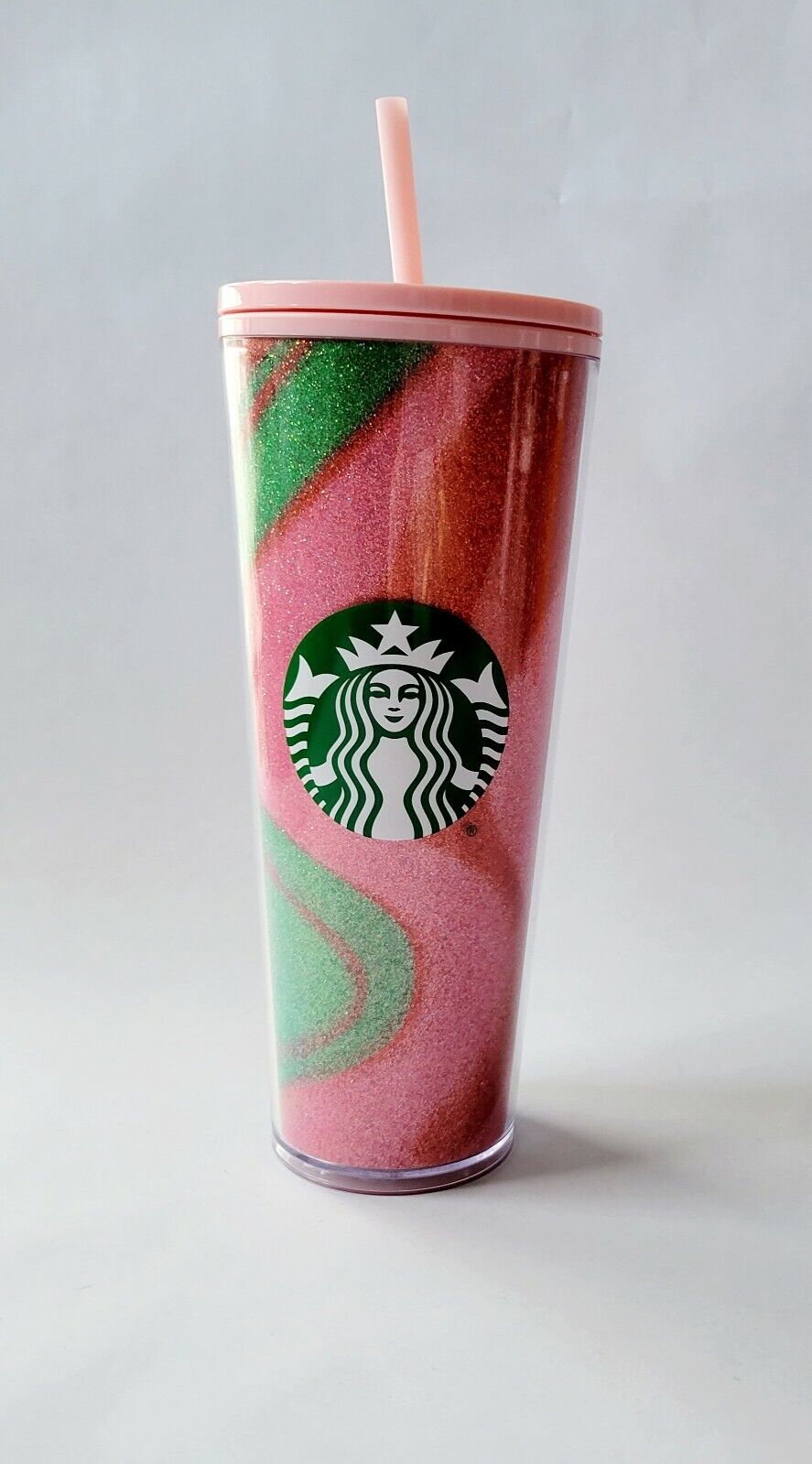 Vaso Starbucks Rosa Verde y Rojo con Glitters Navidad USA 2020